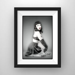Betty Page Art Signed red Lips Sexy Framed Photo 8x10,  11x14 matted frame